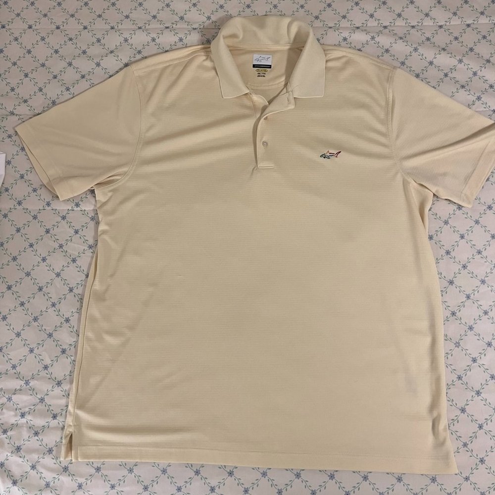 Greg Norman yellow striped play-dri polo